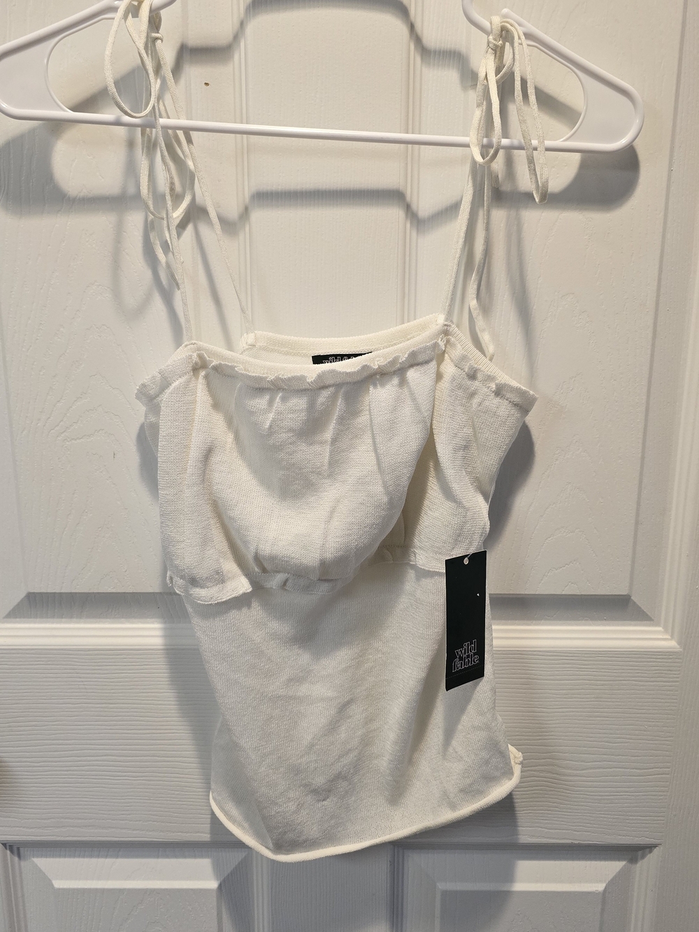 wild fable White Tie-Shoulder Ruffle Camisole